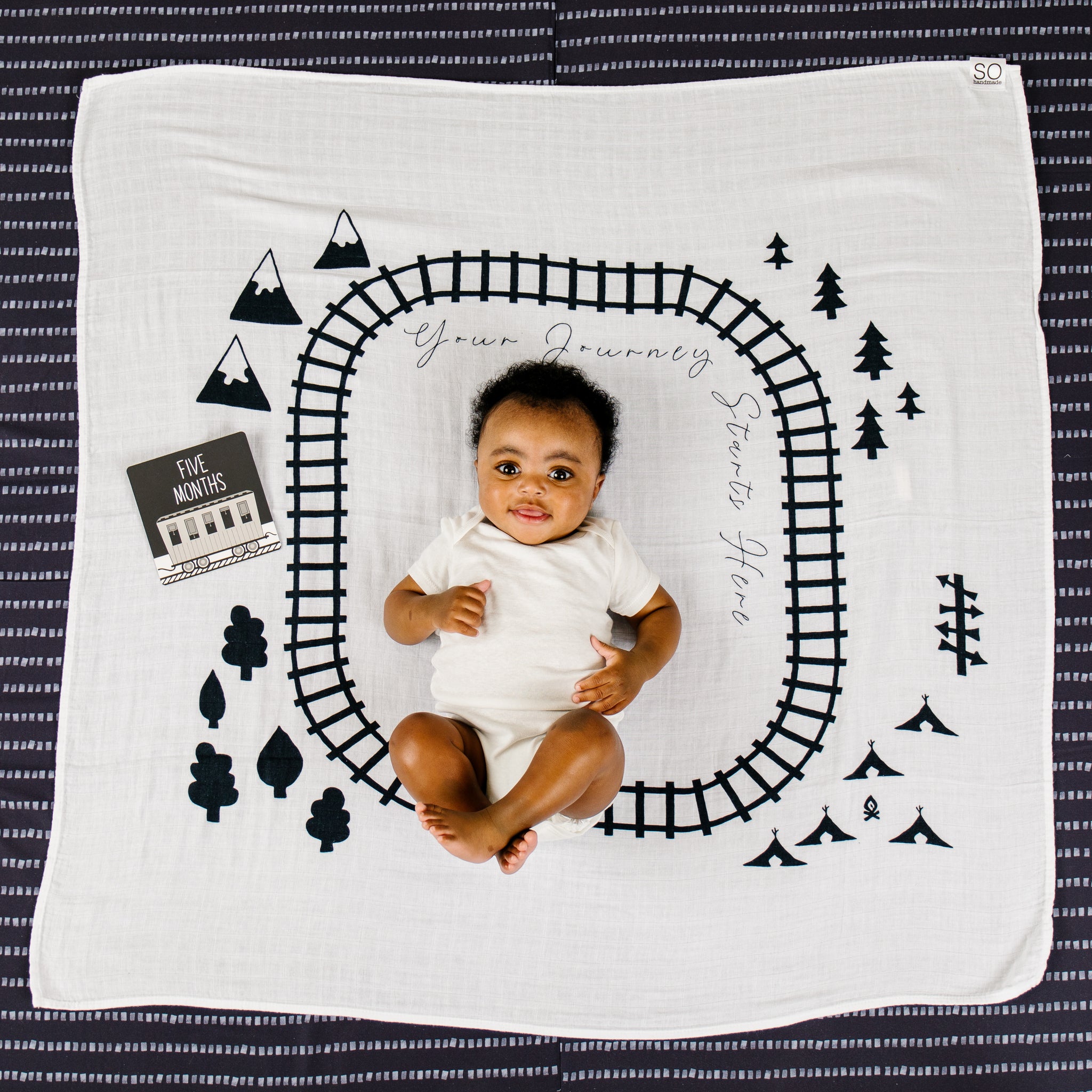 Milestone Blanket and Card Set - Train