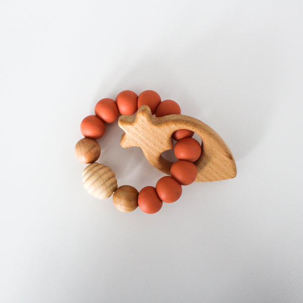 Teether - Wooden Carrot Teething Ring