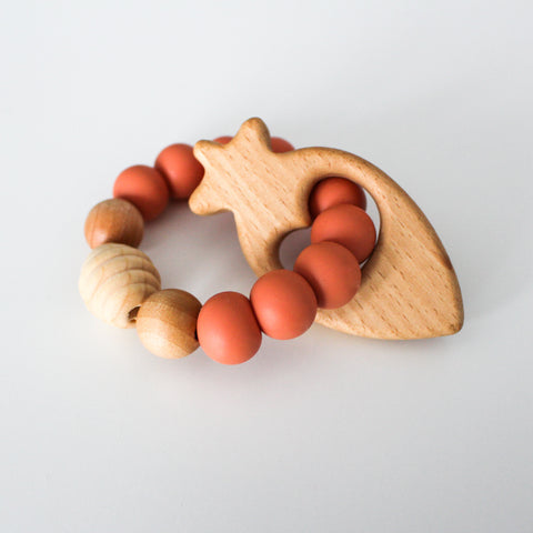 Teether - Wooden Carrot Teething Ring
