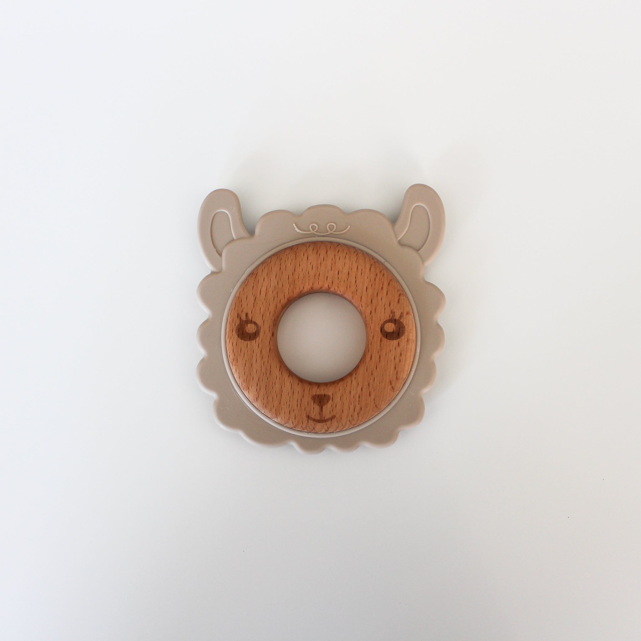 Teether - Silicone Wooden Llama Teething Ring
