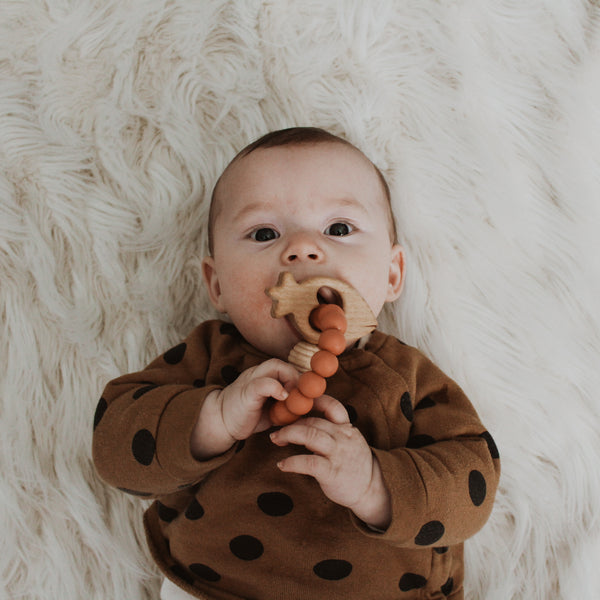 Teether - Wooden Carrot Teething Ring