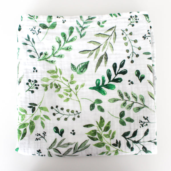 Organic Muslin Swaddle - Farm Foliage